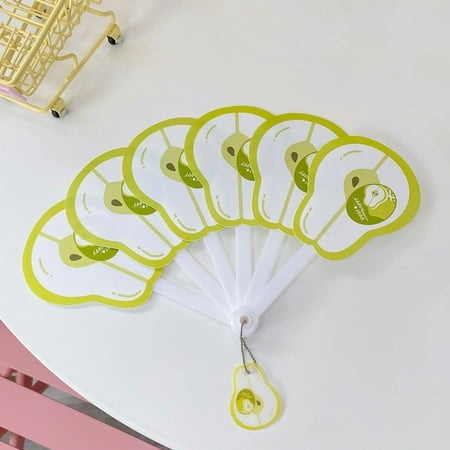 Growsl Paper Fans Set Hand Held Six Fold Fan Cute Portable PP Folding Fan Cartoon Hand Fan Cool Fan D