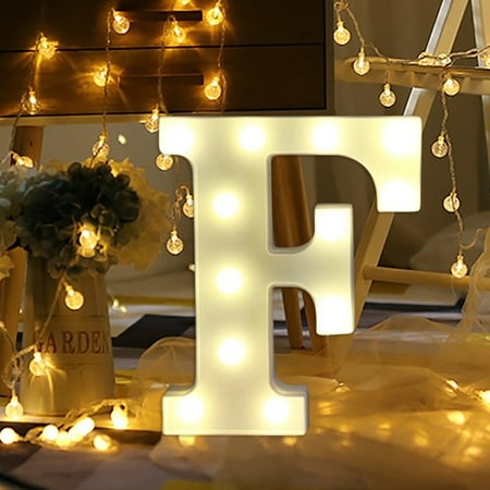 Kgfrsd LED Lights Light Bulbs Alphabet LED Letter Lights Light up White Plastic Letters Standing Hanging a Night Light Room Decor Home Decor F