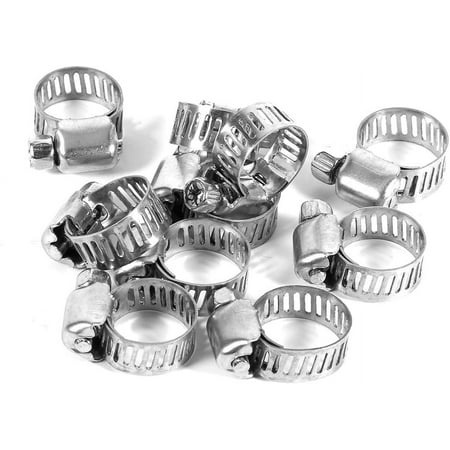 FIGT-10 Pcs Hose Clamps  Stainless Steel Drive Hose Clamps Adjustable Stainless Steel Drive Hose Clamps Fuel Line Worm Clips 3/8  to 1/2 【0516】