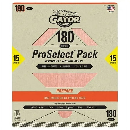 Ali 7287 Sanding Sheet  11 in L  9 in W  Fine  180 Grit  Aluminum Oxide Abrasive