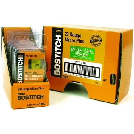 Bostitch PT-2312-3M Micro Pin Nails 1/2 Inch 23-Gauge 3000 Pack