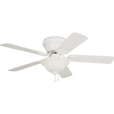 GOURE WC42WW5C1 Wyman Flush Mount 42  Ceiling Fan with 120 Watts Bowl Light Kit & Pull Chain  5 MDF Blades  White