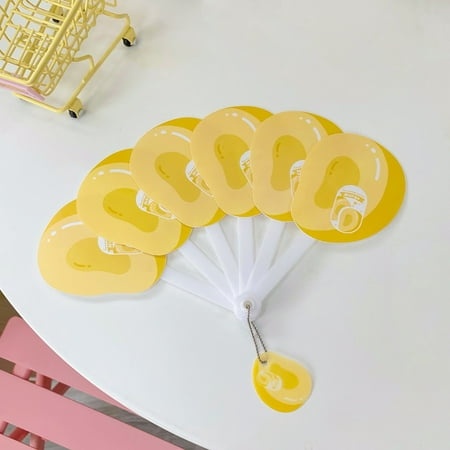 Growsl Paper Fans Set Hand Held Six Fold Fan Cute Portable PP Folding Fan Cartoon Hand Fan Cool Fan B