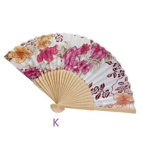 Growsl Paper Fans Set Vintage Bamboo Folding Hand Held Flower Fan Chinese Dance Party Pocket Gifts K