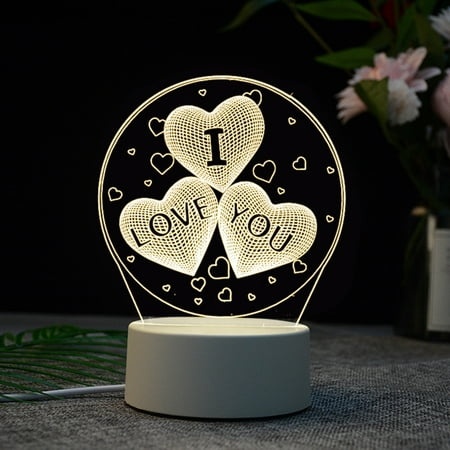 Kgfrsd LED Lights Light Bulbs 3D USB Acrylic Night Light LED Table Desk Bedroom Decor Gift Warm White Lamp Night Light Room Decor Home Decor B
