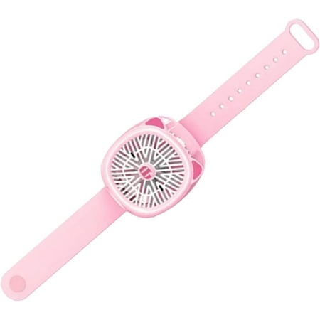 FIGT-Wrist Fan Watch  Multi Angle Adjust Mini Fan Watch Lightweight 3 Gear for Summer (Pink Pig)【0516】