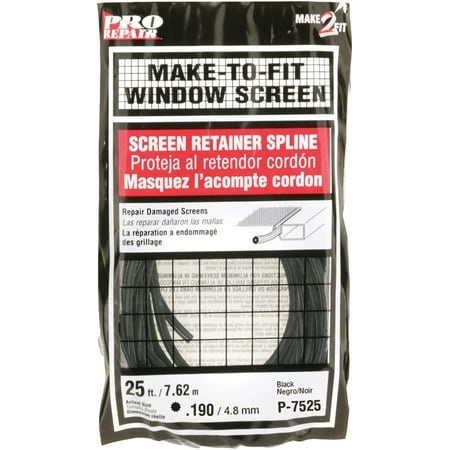 Make-2-Fit P 7525 Screen Retainer Spline  0.195 in.  25 Foot  Black (1 Roll)