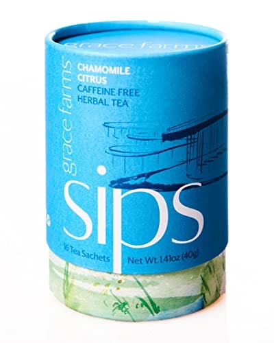 Grace Farms CHAMOMILE CITRUS Herbal Tea (16 Pyramid Sachets) | Naturally Sweet, Calming and Caffeine Free |Organic, Fair Trade and Kosher Certified | 