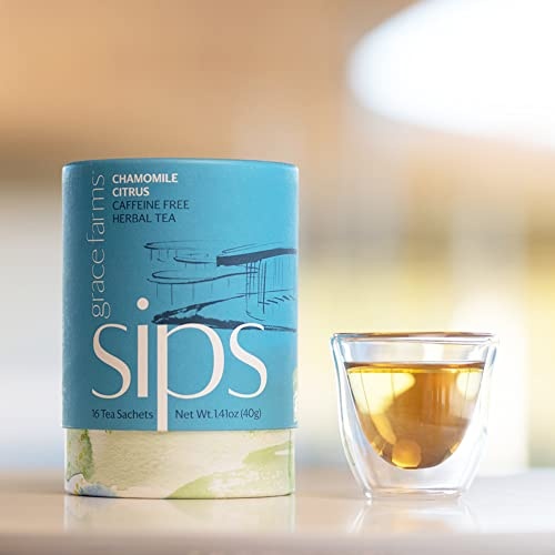 Grace Farms CHAMOMILE CITRUS Herbal Tea (16 Pyramid Sachets) | Naturally Sweet, Calming and Caffeine Free |Organic, Fair Trade and Kosher Certified |  thumbnail