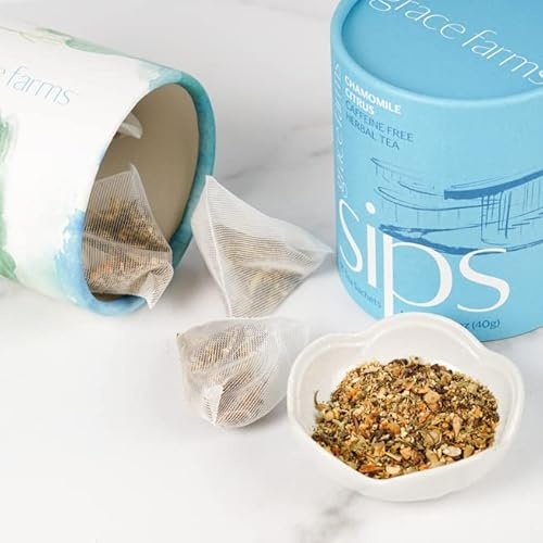 Grace Farms CHAMOMILE CITRUS Herbal Tea (16 Pyramid Sachets) | Naturally Sweet, Calming and Caffeine Free |Organic, Fair Trade and Kosher Certified |  thumbnail