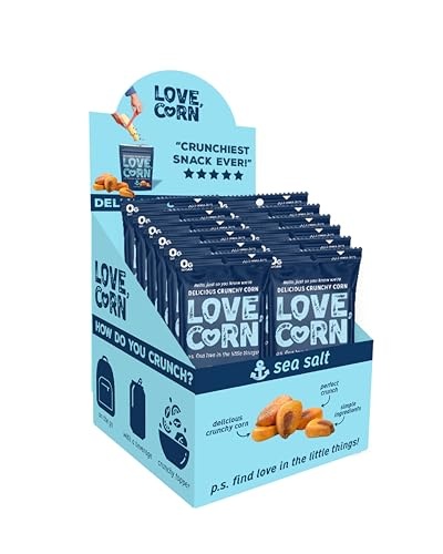 LOVE CORN Sea Salt 1oz X 12 Bags - Delicious Crunchy Corn - Healthy Family Snacks - Gluten Free, Kosher, NON-GMO - Alternative for Chips, Nuts, Cracke
