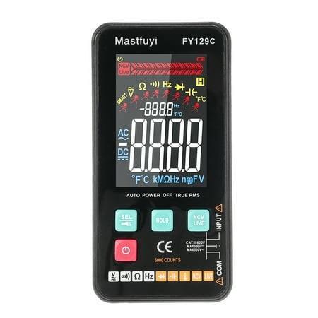 Mastfuyi Multimeters Tester 5999 with Tester Fy129c 5999 LCD Measure Resistance Continuity Live Resistance Continuity Smart with Mewmewcat Ncv Diode T