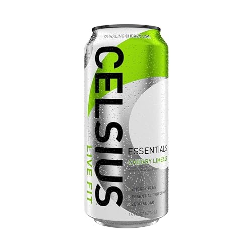 CELSIUS ESSENTIALS  Sparkling Cherry Limeade  Performance Energy Drink 16 Fl Oz (Pack of 12) thumbnail