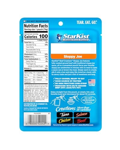 StarKist Beef Creations Sloppy Joe Seasoned Beef in Sauce  2.6 Oz Pouch