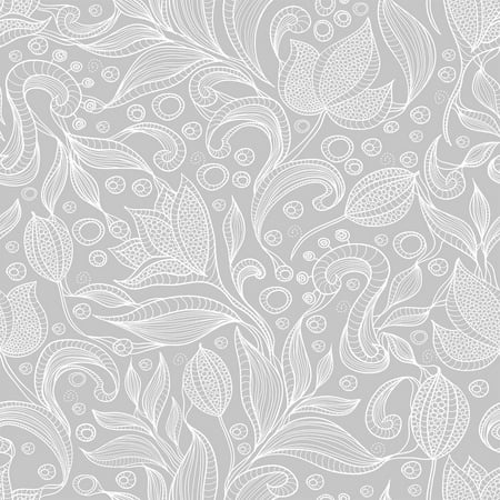 Peel and Stick Gray Botanical Floral Removable Wallpaper 3535-2Ft X 8.5Ft (61X260cm)