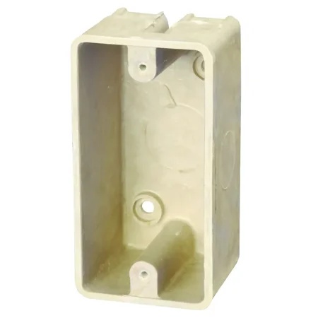 Allied Moulded 9318 Fiberglassbox Electrical Box 1 Gang 4 Knockout Thermoset Fiberglass Beige/Tan Surface Mounting
