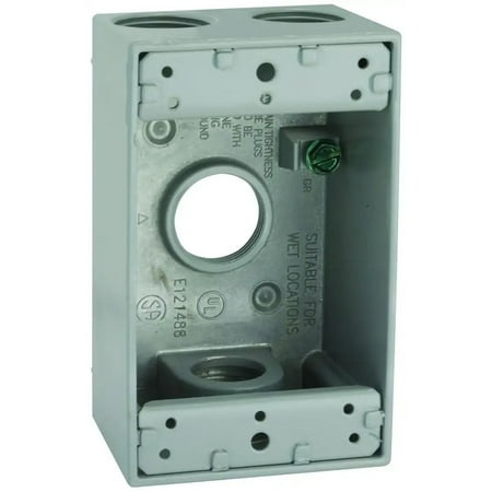 Hubbell 5330-0 Bell Gray Water Proof 1 Gang Box 2 Inch Deep 4 Outlets 3/4 Inch