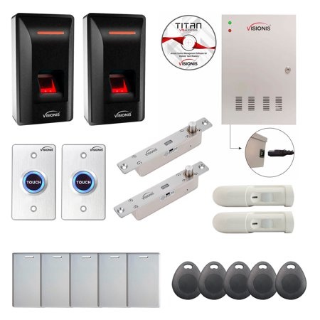 FPC-9332 Two Door Professional Access Control Electric Drop Bolt Fail Secure TCP/IP Wiegand Controller Box  Power Supply  Biometric Fingerprint Reader