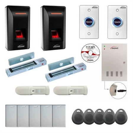 FPC-9318 Two Doors Professional Access Control Electric Lock for Outswinging Door 300lb TCP/IP Wiegand Controller  Biometric Fingerprint Reader  Softw