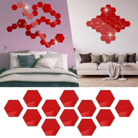 Valentine S Day Sales Hexagon Acrylic Mirror DIY Wall Sticker 3D Stereo Home Decor with Adhesive