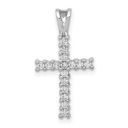 14k White Gold Lab Grown Diamond Si1/Si2  G H I  Latin Cross Pendant 4973