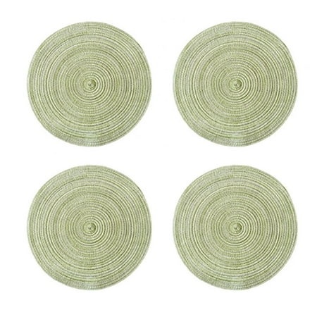 4pcs Round Braided Placemats Dining Table Dish Mat Woven Heat Resistant Tableware Place Pad Holdiay Cotton Yarn Placemat