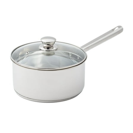 mainstays 3 qt induction compatible stainless steel saucepan with lid
