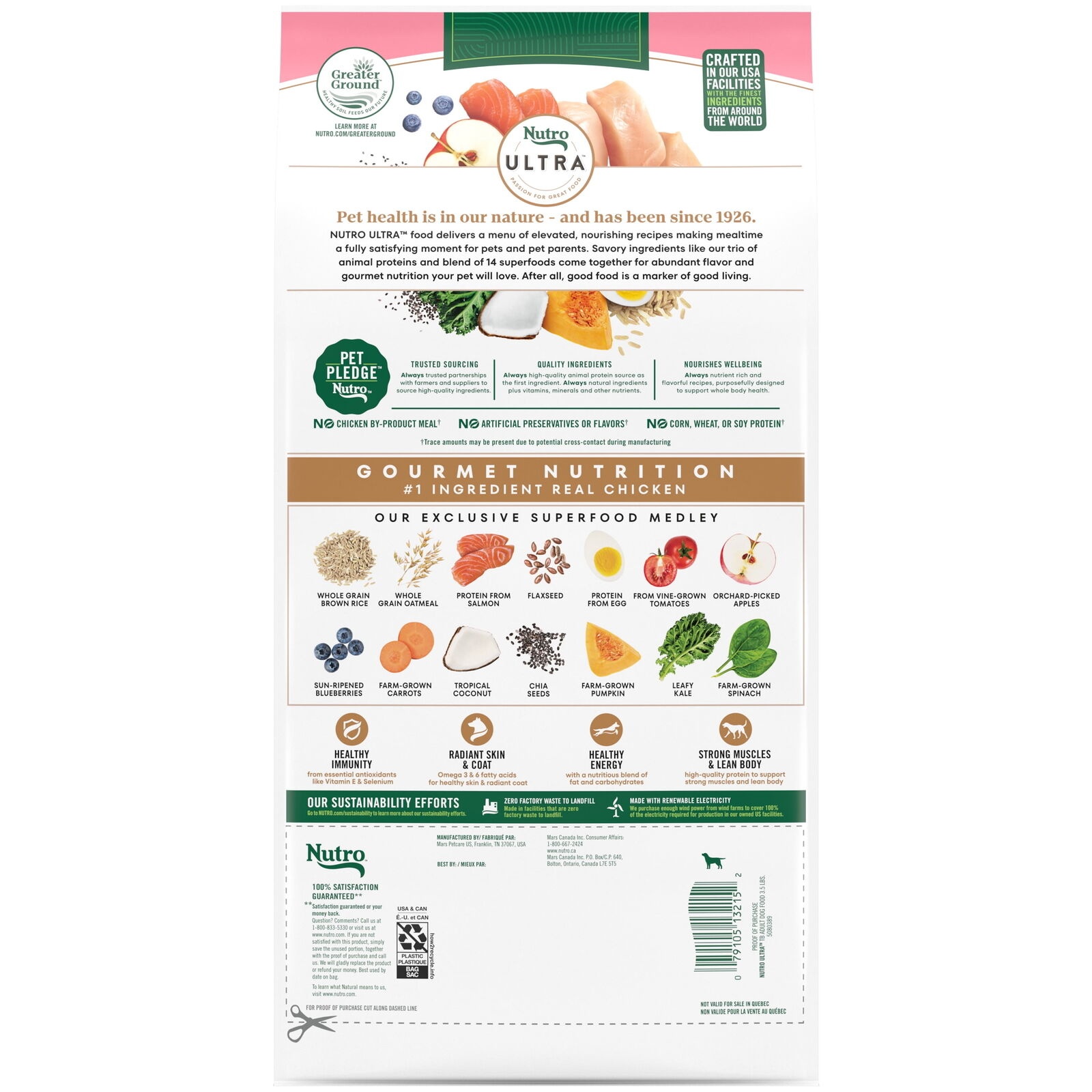 Nutro Ultra Adult Toy Breed Dry Dog Food  Trio of Proteins from Chicken  Lamb and Salmon  3.5 Lb Bag thumbnail