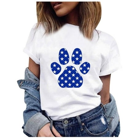 WILLBEST Tank Tops for Women Casual Summer Womens Casual Fashion Printed Crew Neck Short Sleeve Pul T Shirt 3619