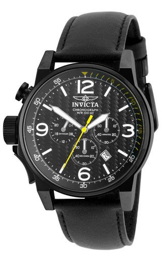 Invicta I-Force 20140 Men's Round Black Left Hand Chronograph Date Leather Watch