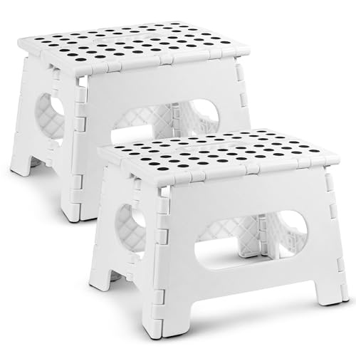 Handy Laundry Folding Lightweight Step Stool Is Sturdy Enough to Support Adults and Safe Enough for Kids. Opens Easy with One Flip. Great for Kitchen,