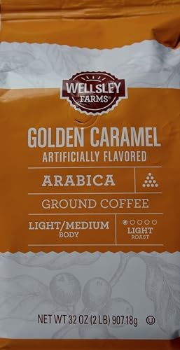 Wellsley Farms Golden Caramel Arabica Ground Coffee Light Roast, 32 Ounce