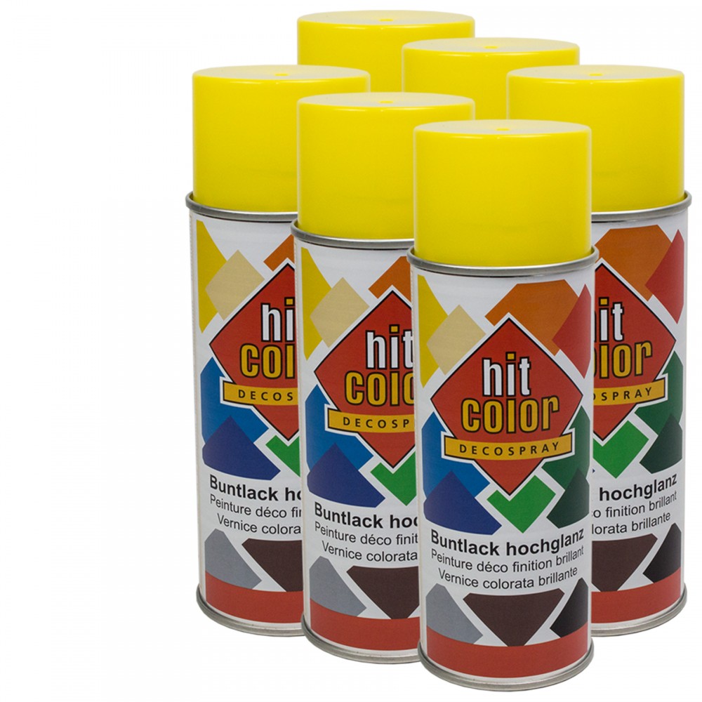 6x Kwasny 320 015 Belton Hitcolor Decospray RAL 1021 Rapsgelb Hochglanz 400ml
