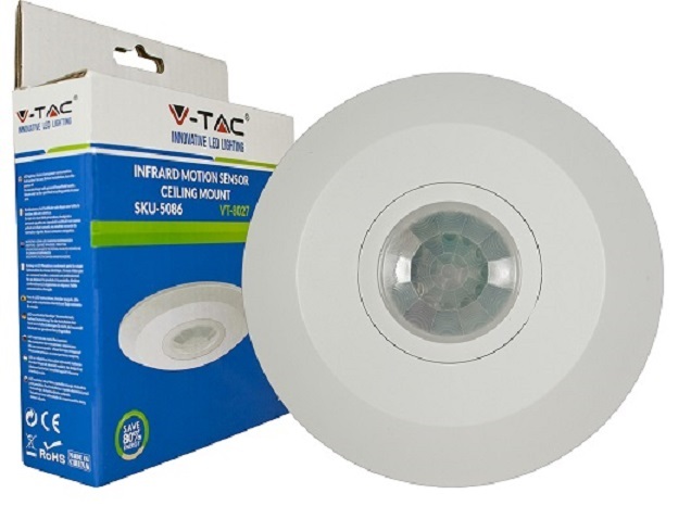 V-TAC 5086 Ceiling-Mount Motion Detector 360° White IP20 1 Pc