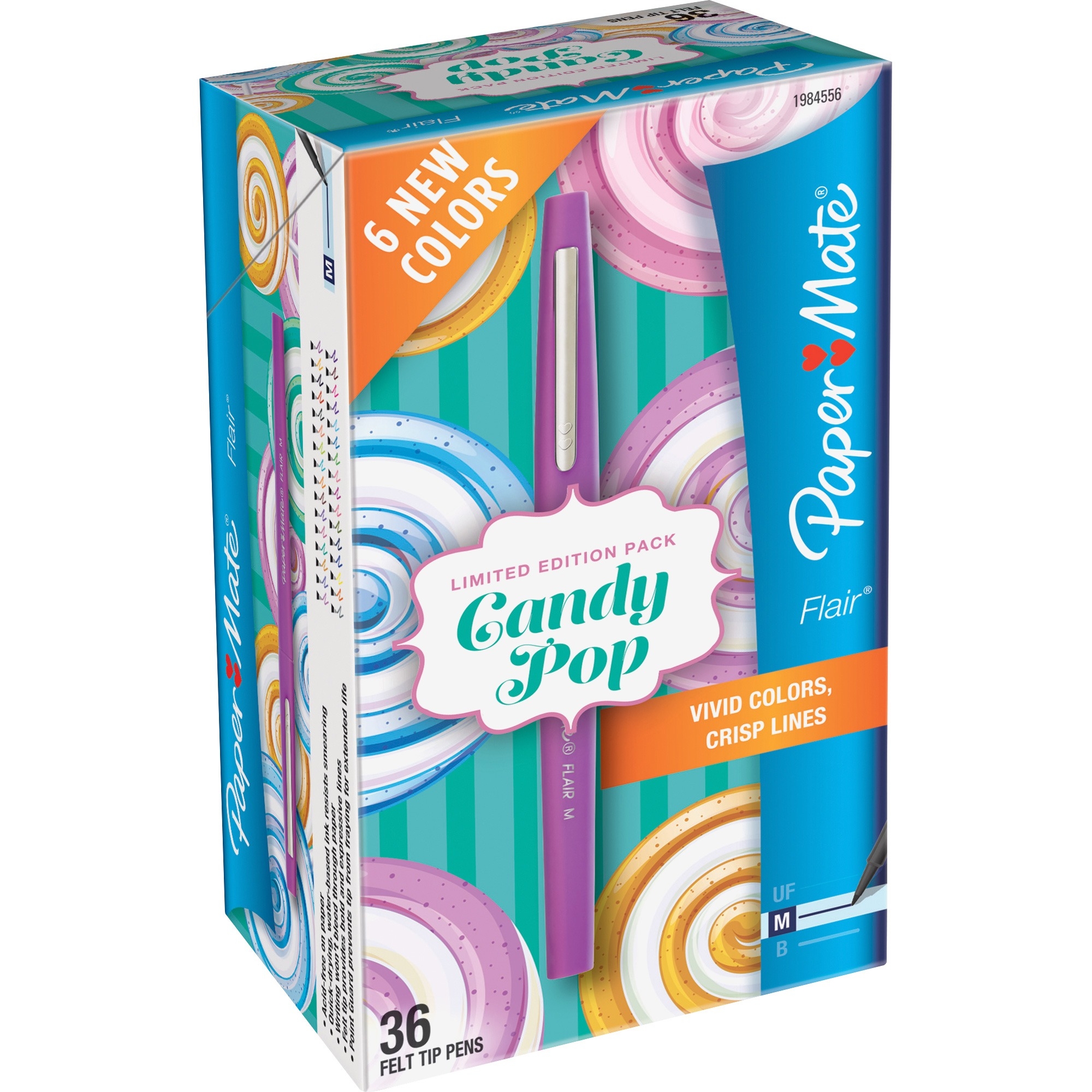 Paper Mate Flair Candy Pop Felt-Tip Pens, Medium Point , 0.7 Mm, Assorted Colors, Pack of 36