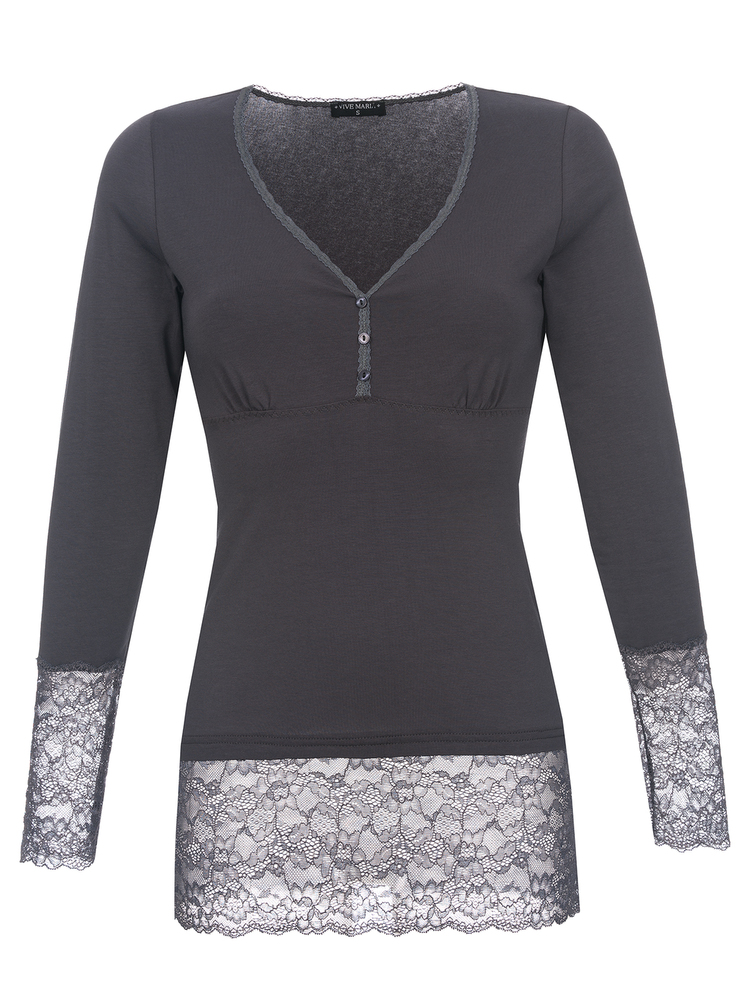 Vive Maria Romantic Basicshirt Grau