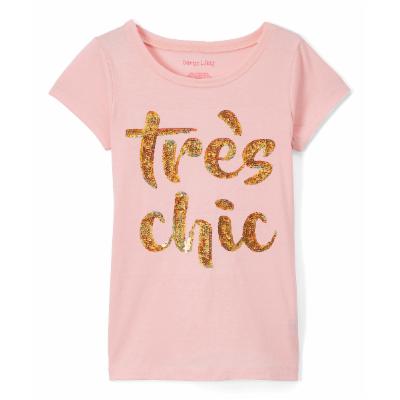 Crystal Rose Sequin-Accent 'Tres Chic' Tee - Girls