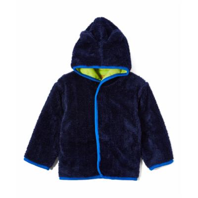 Navy Minky Magnetic Hooded Jacket - Infant