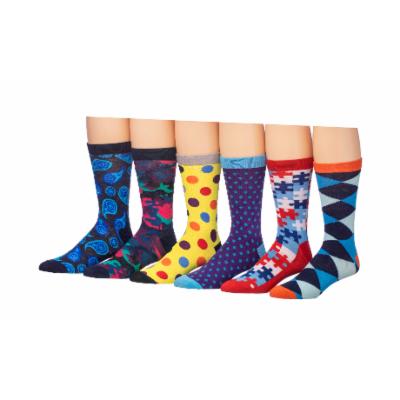 Men's J. Korn Men's Colorful Funky Patterned Cotton-Blend Dress Socks (6-Pack) 9300 Dress 10 - 13 Gold