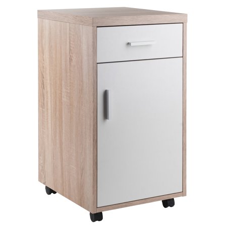 Kenner Mobile Vertical Storage Cabinet - Reclaimed Wood/White