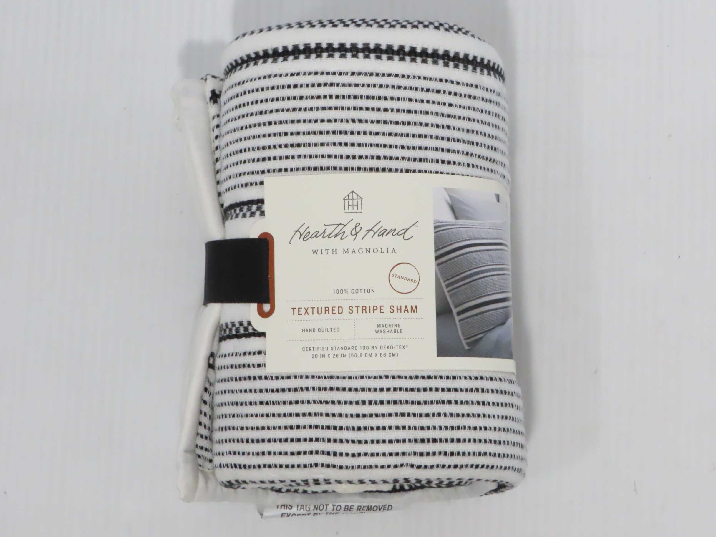 Hearth & Hand Magnolia Textured Stripe Quilted Standard Pillow Sham