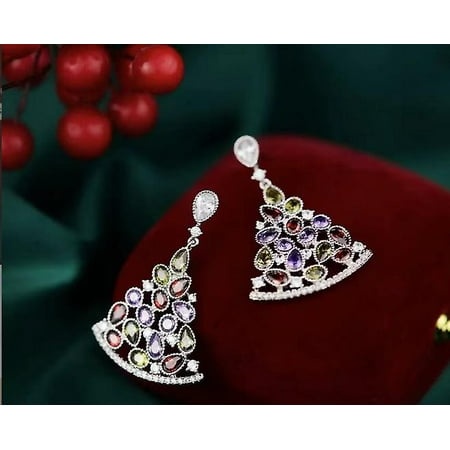 Wanthon Inlaid Diamond Christmas Tree Earrings 5954