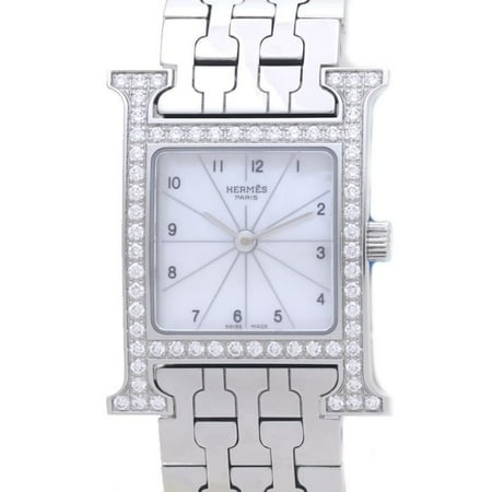Pre-Owned HERMES H Watch HH1.230.212 4804 Bezel Diamond Stainless Steel Ladies 39414 (Good)