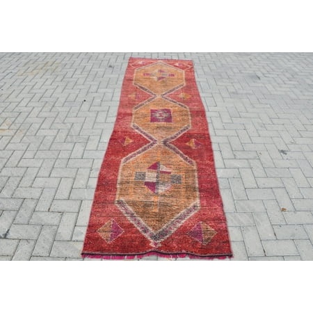 Turkish Rug  Runner Carpet  Vintage Rug  Herki Rug  34x116 Inches Red Rug  Turkey Corridor Carpet  Organic Kitchen Rug  9546