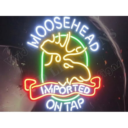 Queen Sense 24 X20  Moose Head Mooseheads Lager Beer Deer Imported on Tap LED Sign Light Neon Signs with Dimmer Party Home Wall Decor Lights W124MLBIO