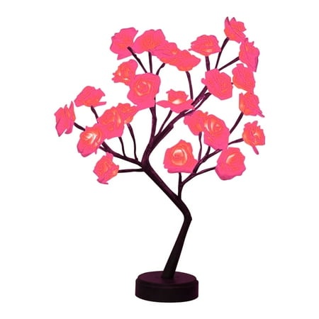 LOOPSUN Valentines Day Savings Clearance 2024! Rose Flower Table Tree Light 24 LEDs Desk Top Bonsai Lighted Tree Battery Operated USB Plug Powered Tre