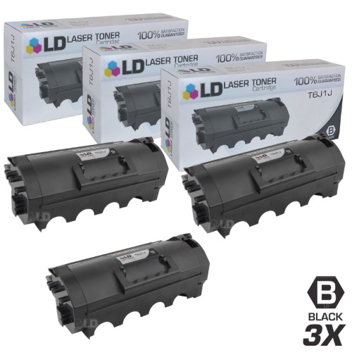 LD © Compatible Replacements for Dell 331-9797 (T6J1J) Set of 3 Black Laser Toner Cartridges for Use in Dell Laser B5460dn, and B5465dnf Printers
