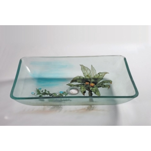 Tempered Glass .5 in. Thick 16.1 in. X22.4 4.3 in. Height Matching Chrome Pop-up Drain and Mounting Ring