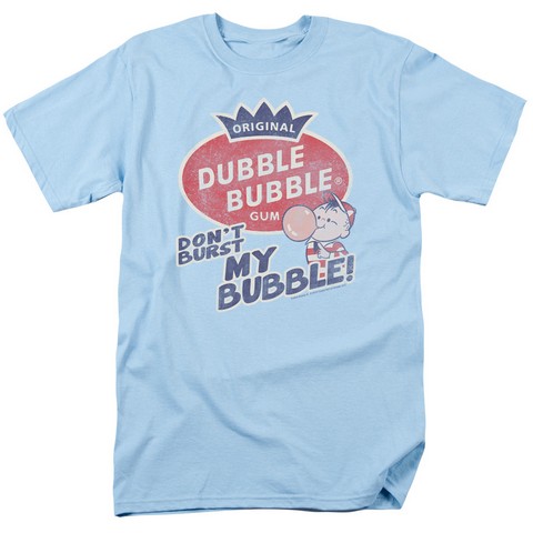 Dubble Bubble-Burst Bubble - Short Sleeve Adult 18-1 Tee - Light Blue, 5X