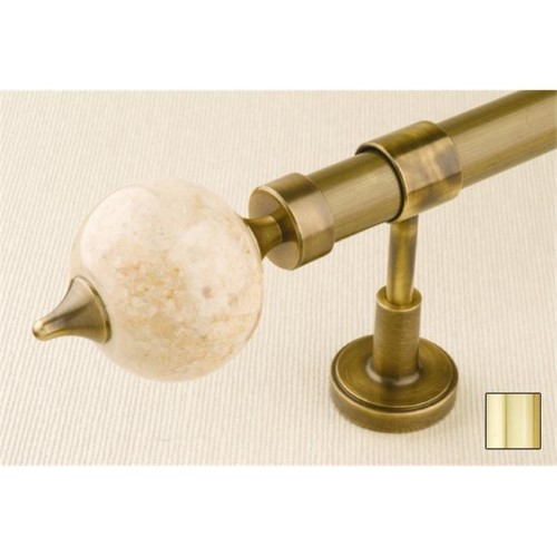 Flora 1128 Curtain Rod Set - 1 in. - Polished Brass - 63 in.